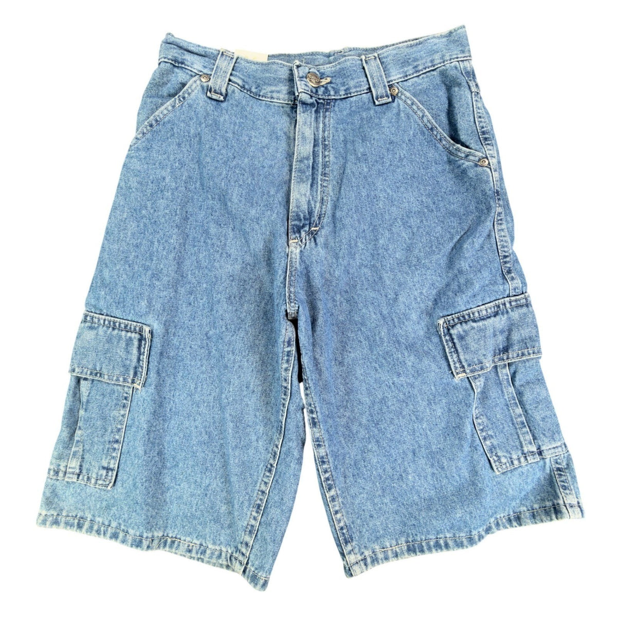 Vintage Lee Pipes Boys Medium Blue Denim Cargo Skater Shorts Made in USA NWT