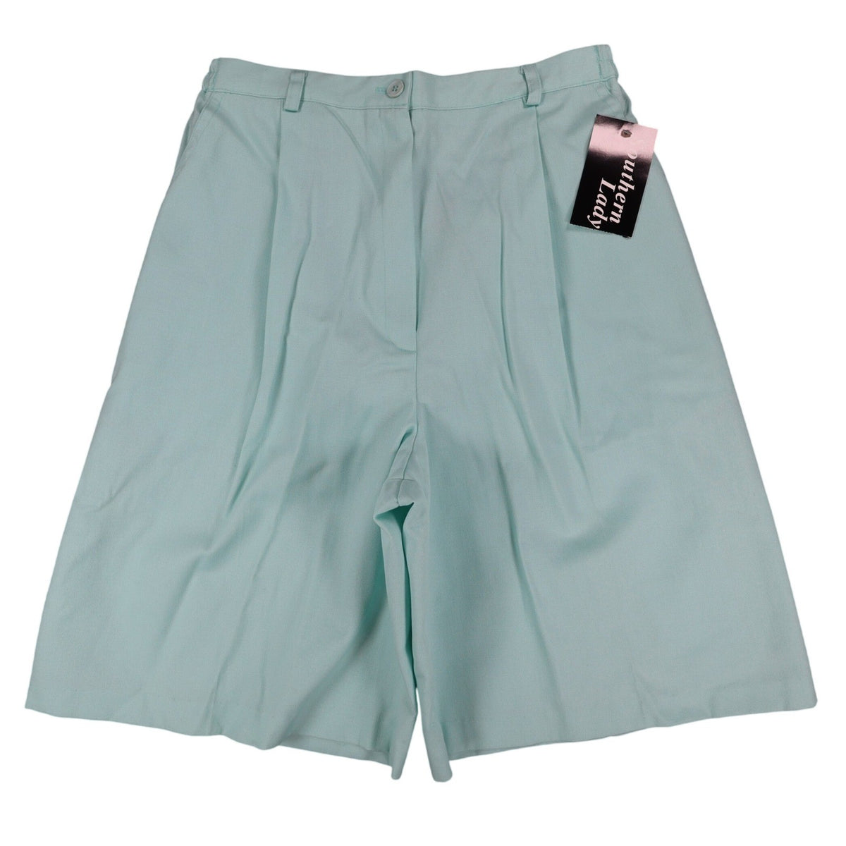 Vintage Southern Lady Aqua Pleated Twill Shorts High Waist Size 10 NWT