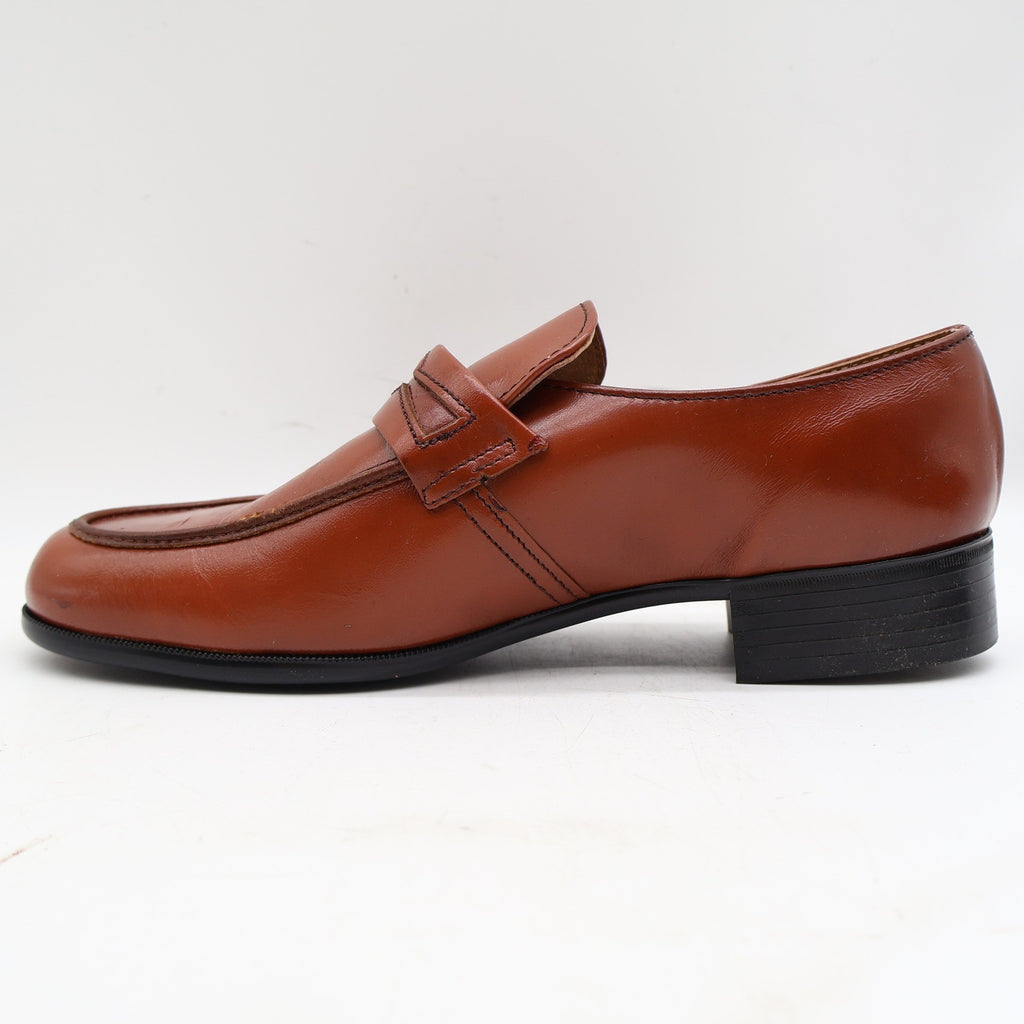 Vintage Barclay Cognac Brown Leather Penny Loafers Men’s 8.5D Deadstock with Box