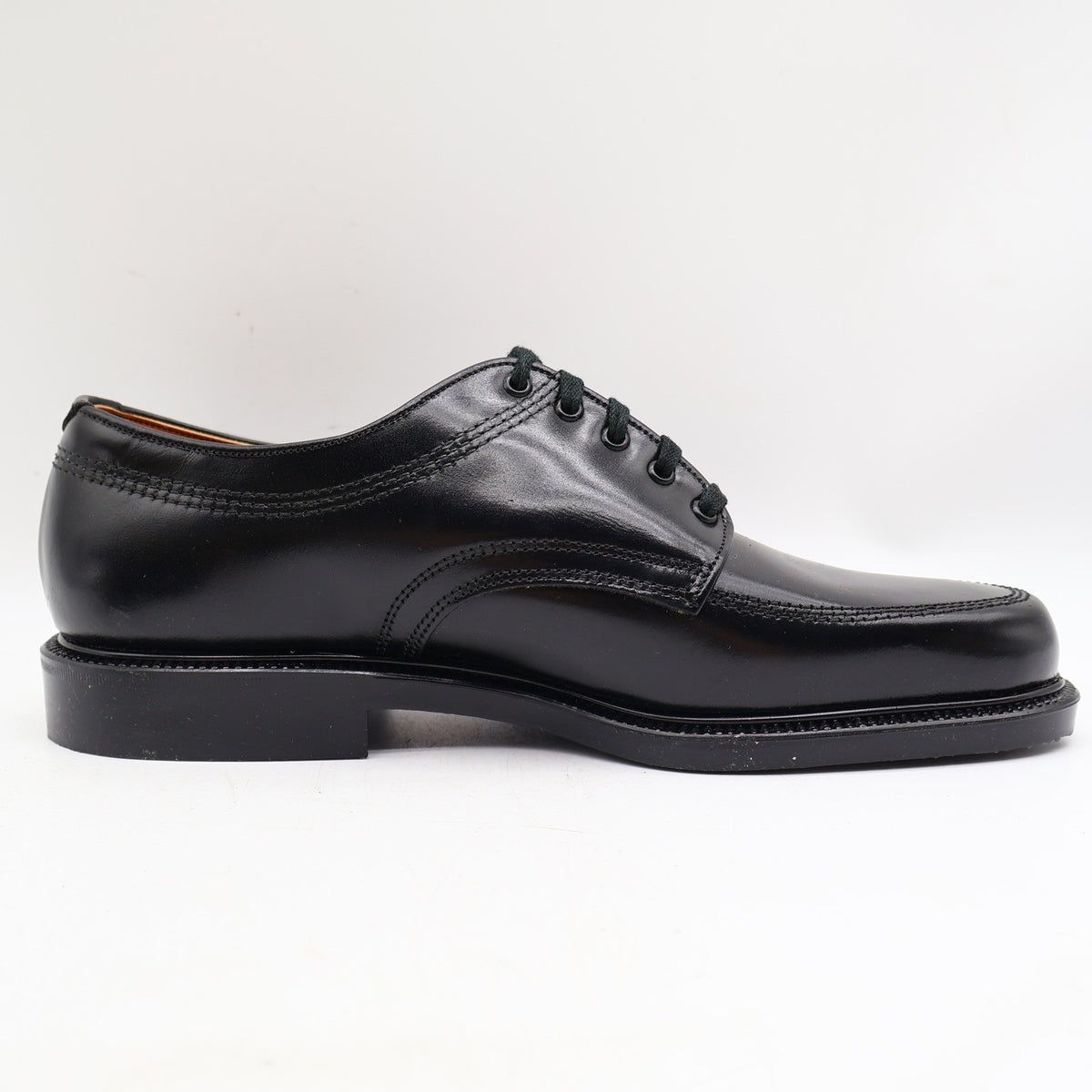Vintage Sandy McGee Black Leather Moc Toe Derby Shoes Men’s 10 USA Made Deadstock