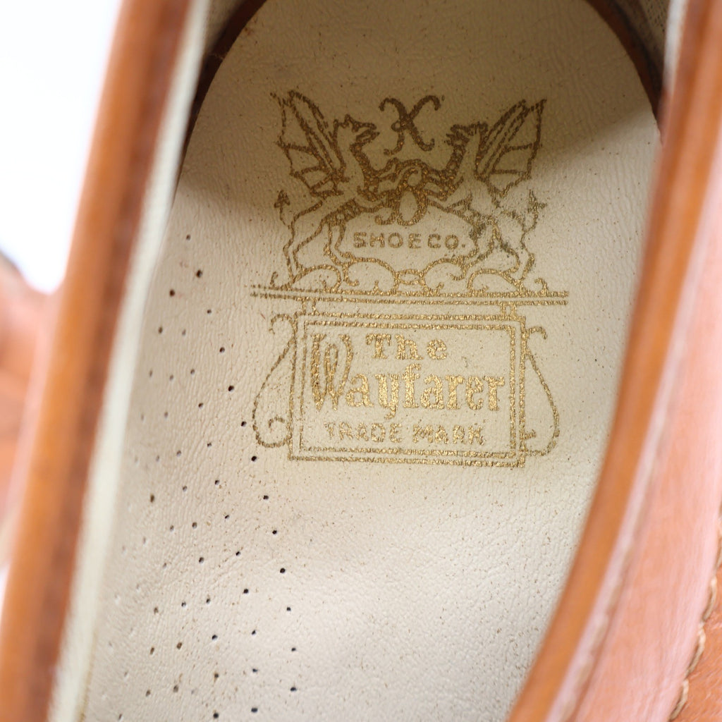 Vintage 1980s Wayfarer Cognac Leather Wedge Sole Penny Loafers Men’s 8D Deadstock