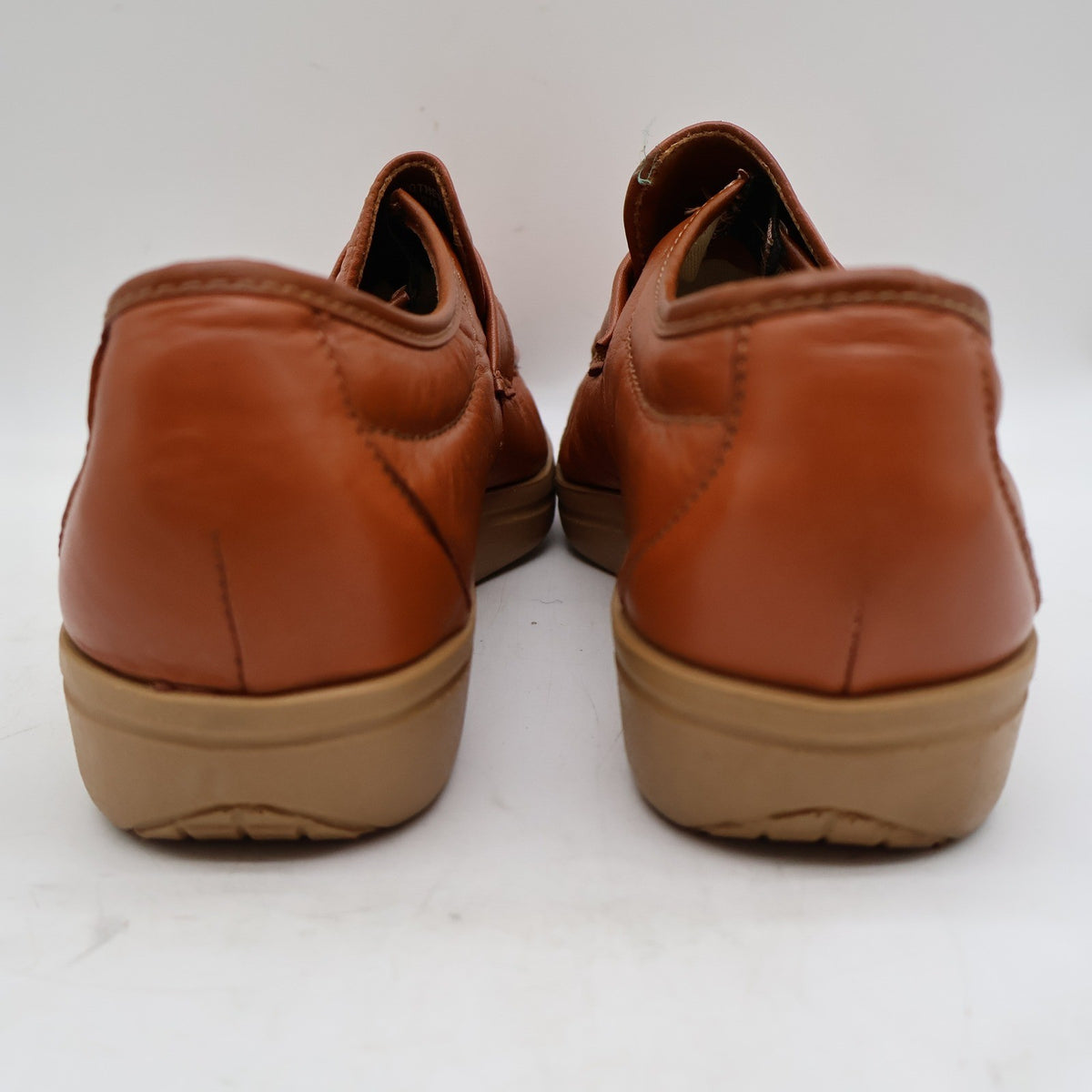 Vintage 1980s Wayfarer Cognac Leather Wedge Sole Penny Loafers Men’s 8D Deadstock