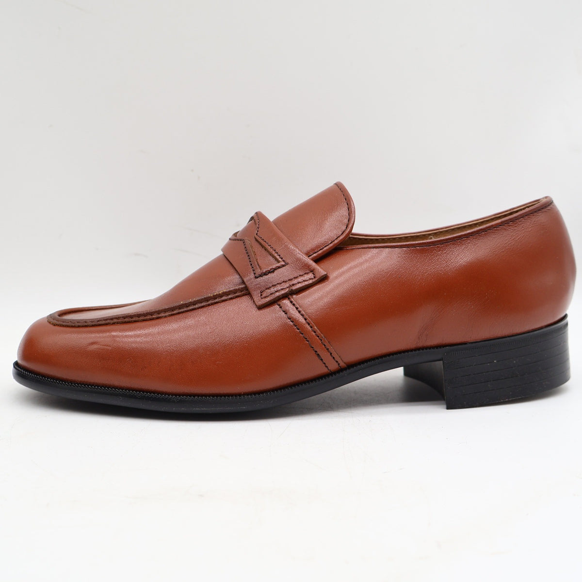 Vintage Barclay Cognac Brown Leather Penny Loafers Men’s 8.5D Deadstock with Box