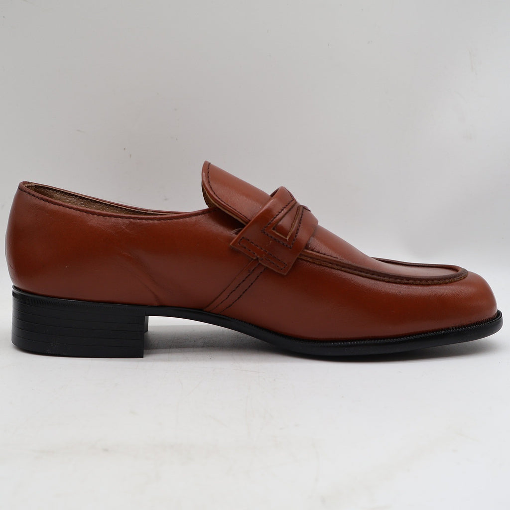 Vintage Barclay Cognac Brown Leather Penny Loafers Men’s 8.5D Deadstock with Box