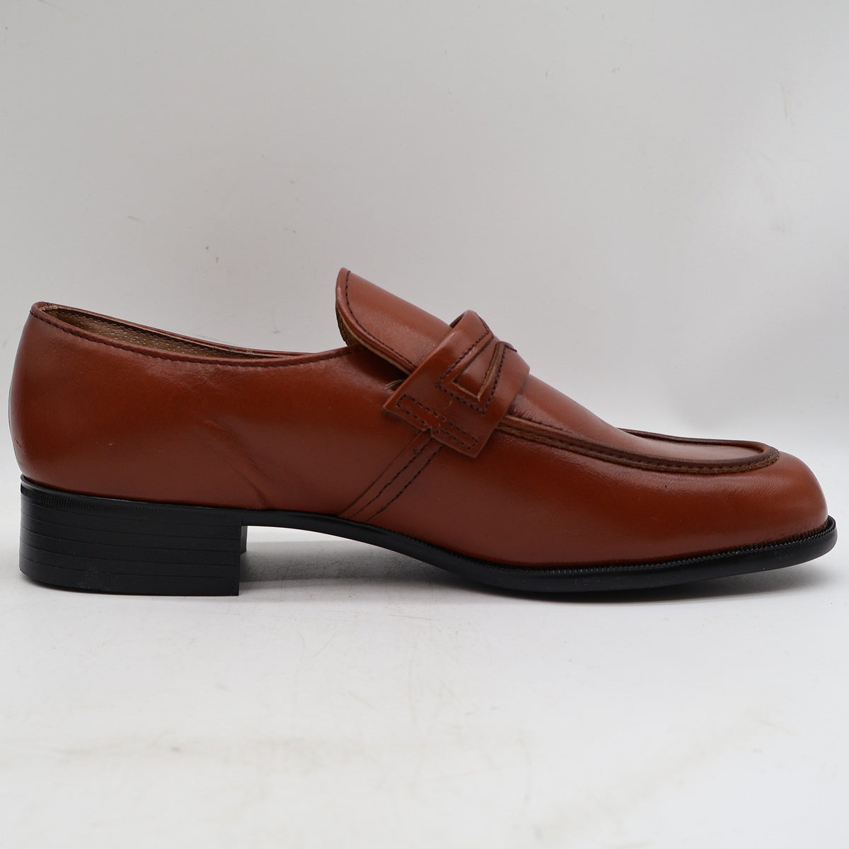 Vintage Barclay Cognac Brown Leather Penny Loafers Men’s 8.5D Deadstock with Box