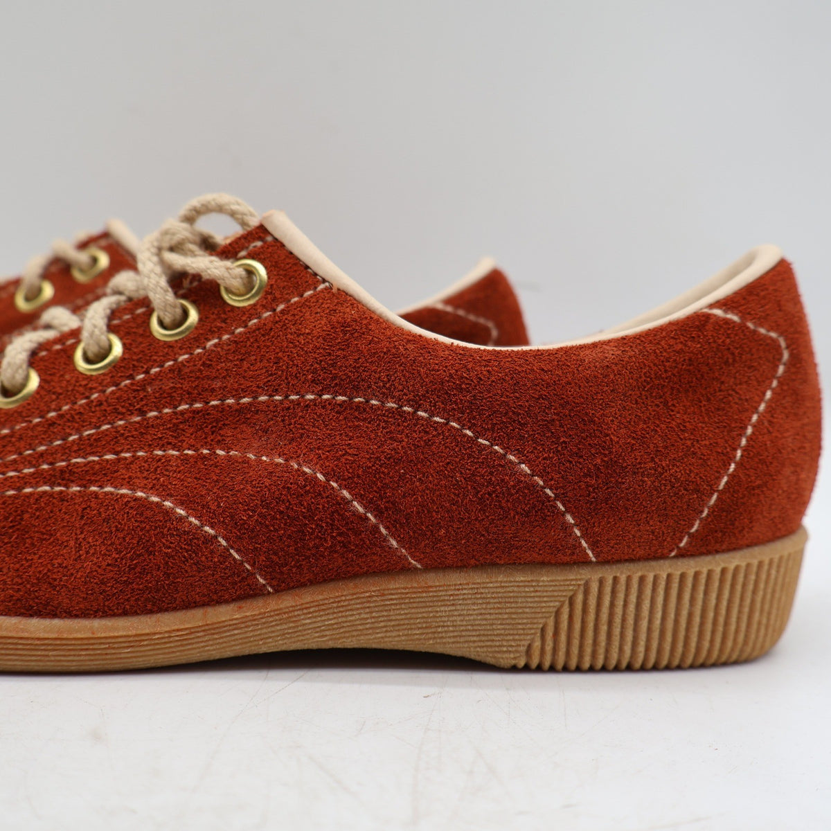 Dashers Vintage Kids 2C Rust Orange Suede Oxford Sneakers Gum Sole Deadstock 2304 – photo 4 of 17