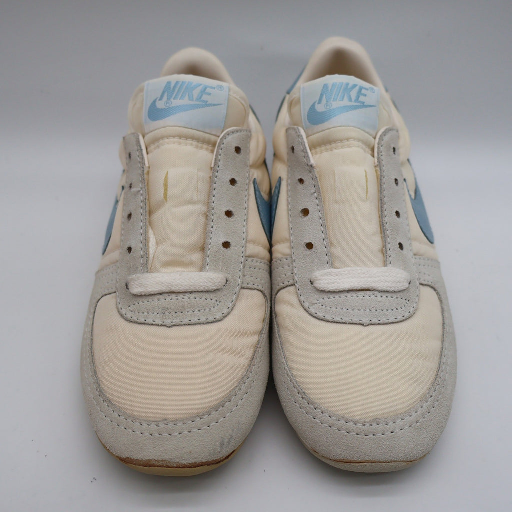 Nike Bongo W/SFT B Kids 13 Vintage 1986 Deadstock Beige Blue Nylon Suede Sneakers