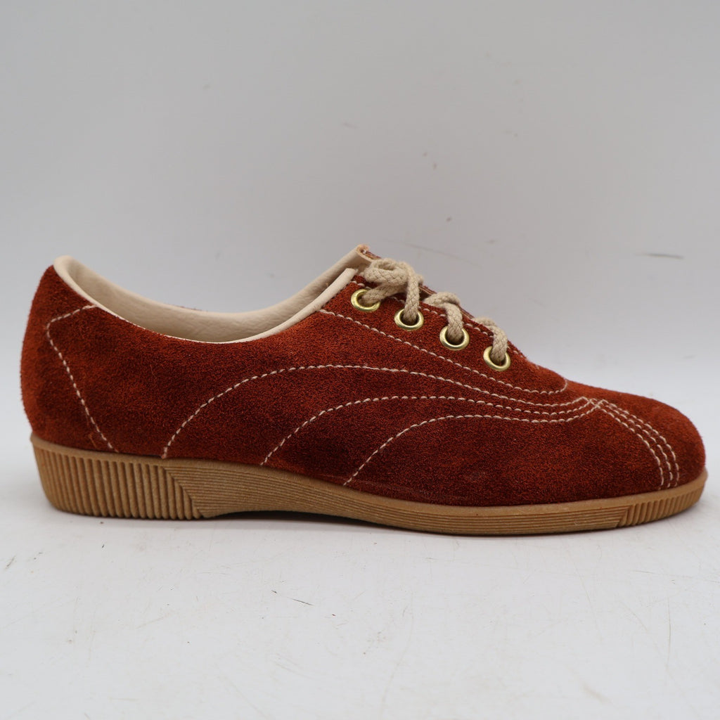 Dashers Vintage Kids 2C Rust Orange Suede Oxford Sneakers Gum Sole Deadstock 2304 – photo 10 of 17