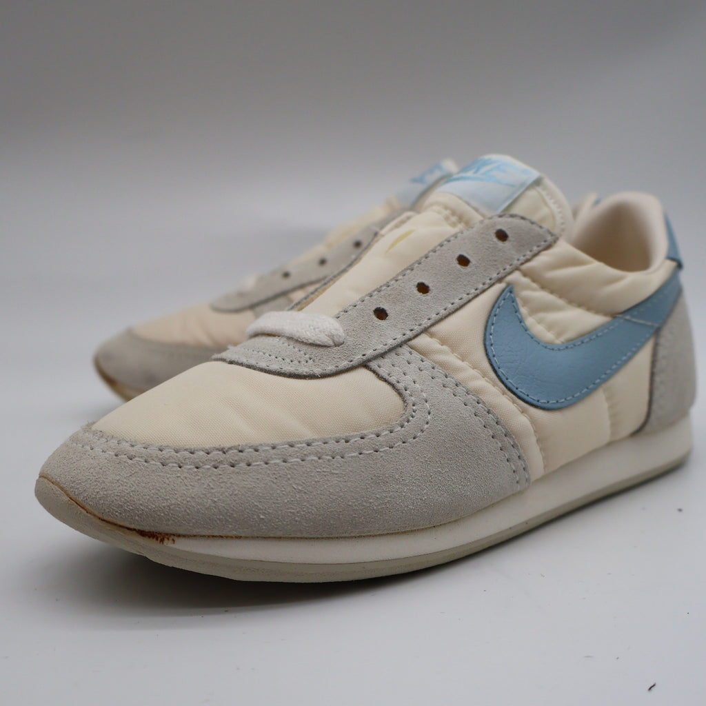 Nike Bongo W/SFT B Kids 13 Vintage 1986 Deadstock Beige Blue Nylon Suede Sneakers