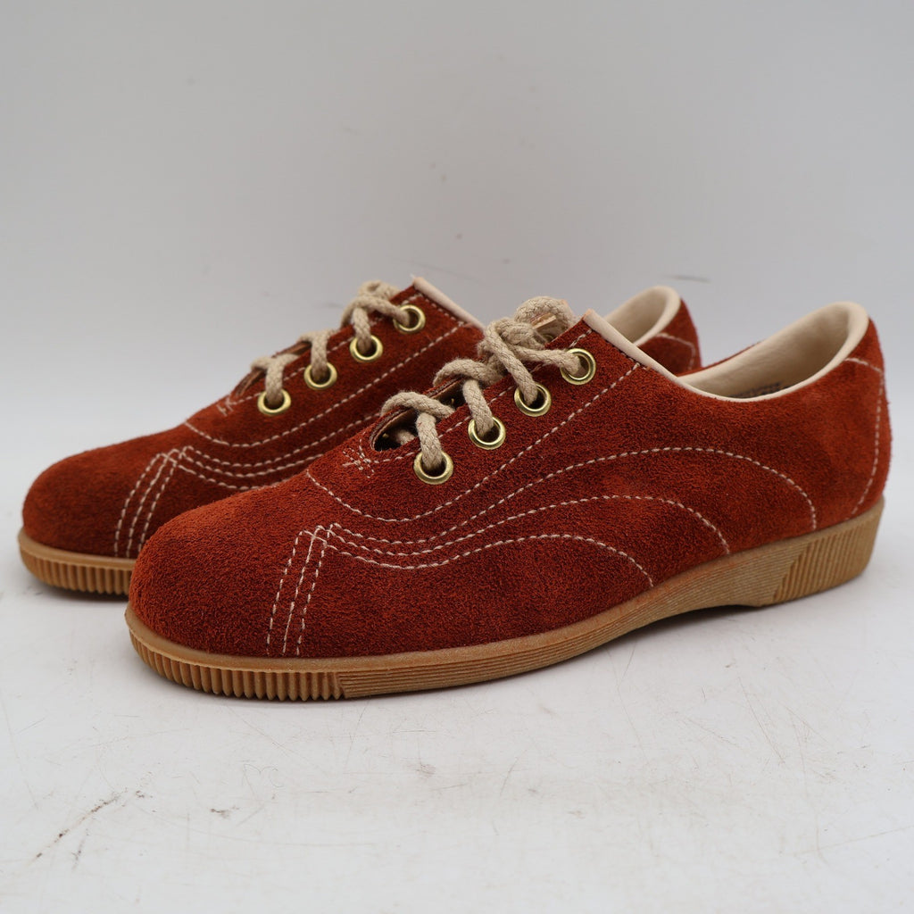 Dashers Vintage Kids 2C Rust Orange Suede Oxford Sneakers Gum Sole Deadstock 2304 – photo 3 of 17