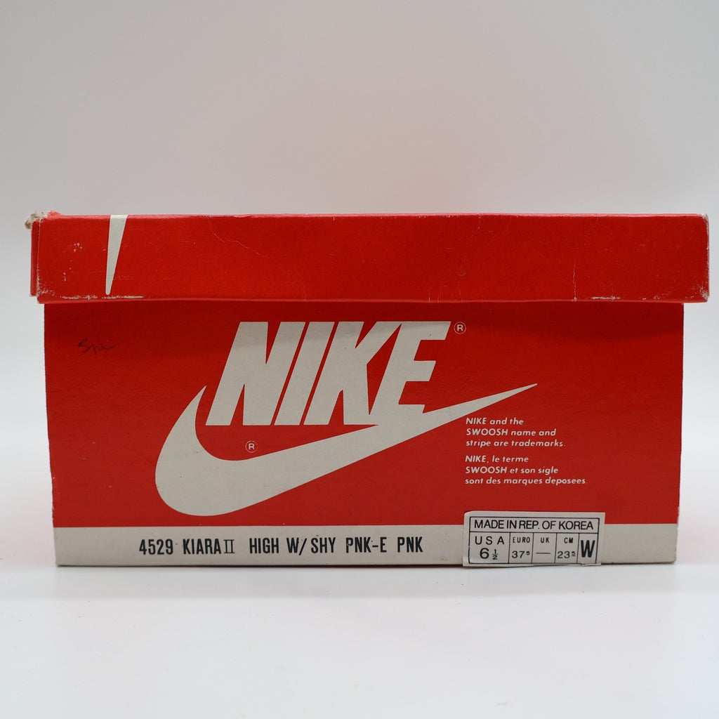 Nike Kiara II High Womens 6.5 Vintage 80s Deadstock White Shy Pink Leather Sneakers