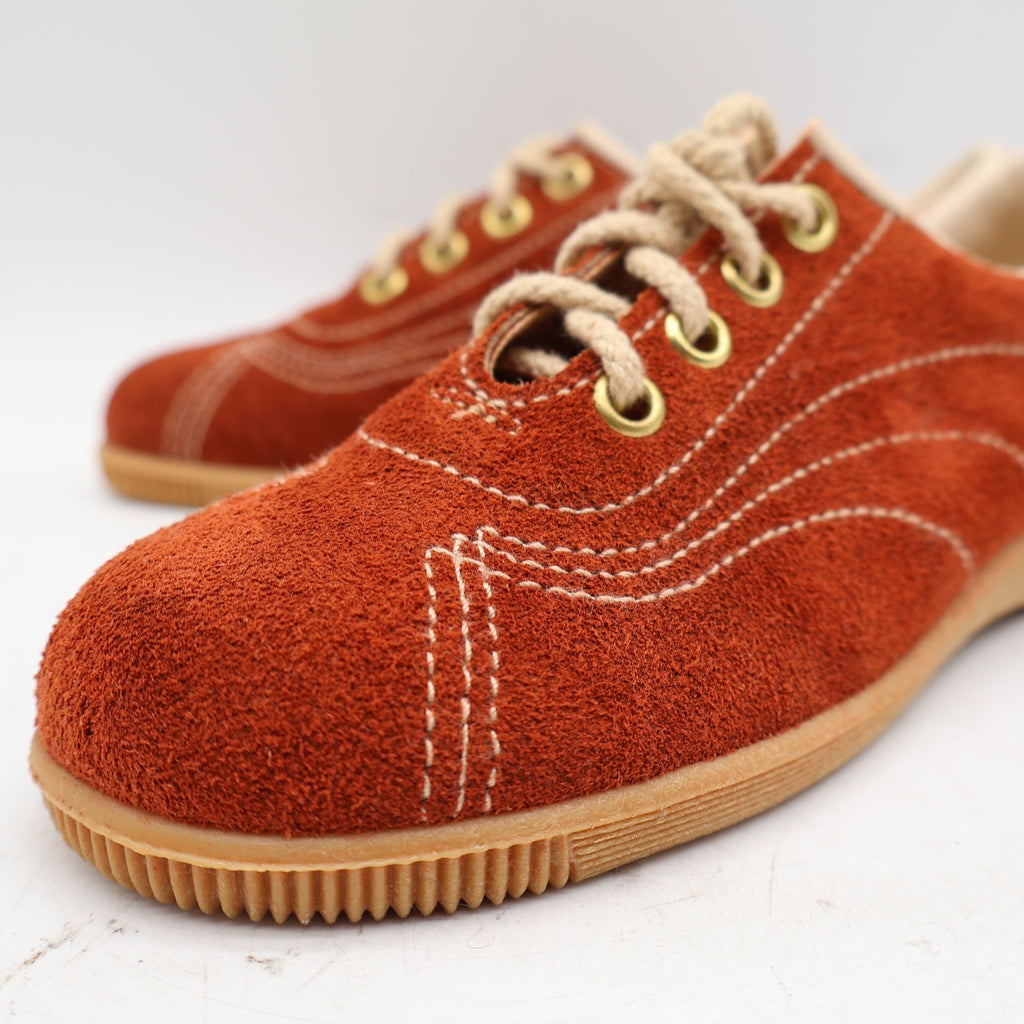 Dashers Vintage Kids 2C Rust Orange Suede Oxford Sneakers Gum Sole Deadstock 2304 – photo 6 of 17