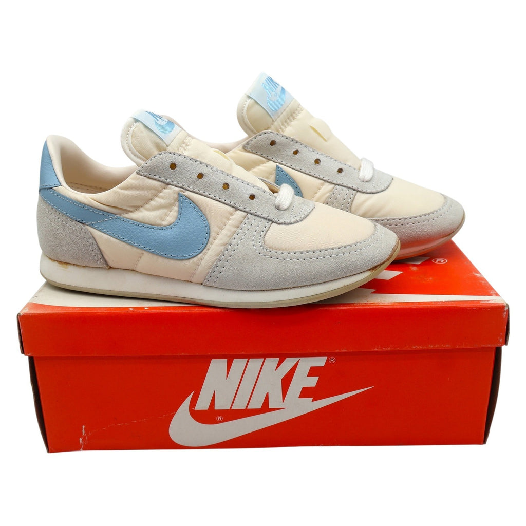 Nike Bongo W/SFT B Kids 13 Vintage 1986 deadstock Beige Blue Nylon Suede Sneakers
