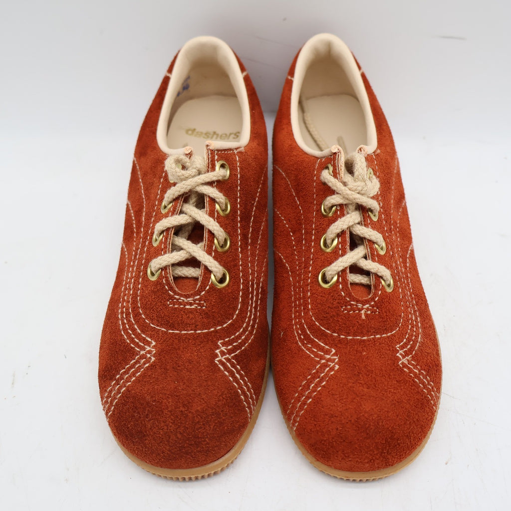 Dashers Vintage Kids 2C Rust Orange Suede Oxford Sneakers Gum Sole Deadstock 2304 – photo 7 of 17