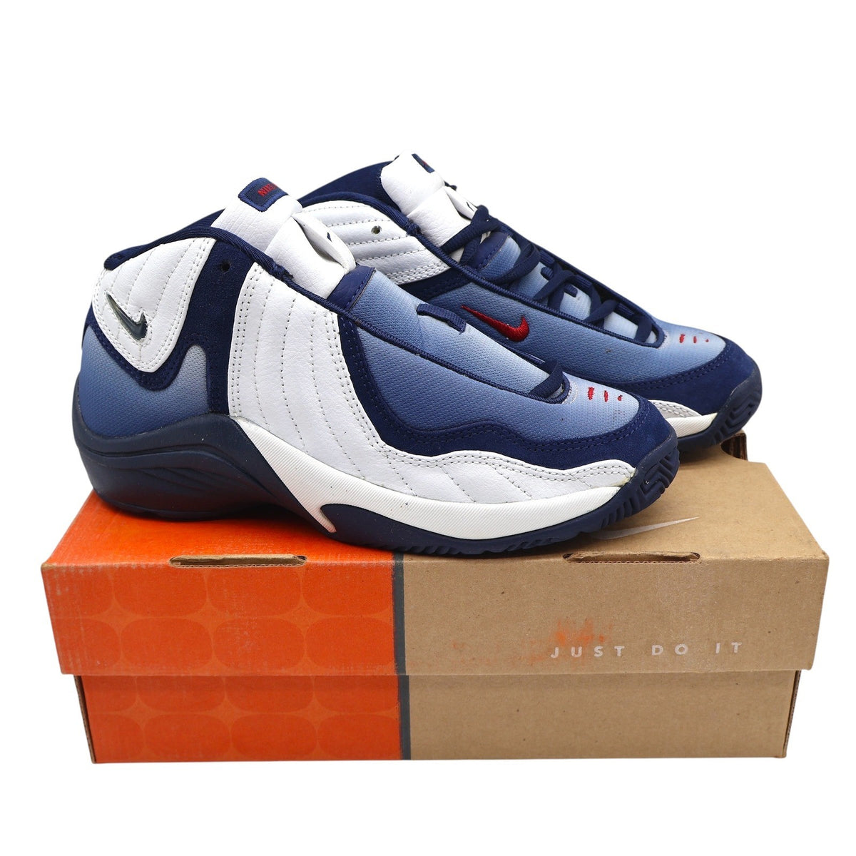 Nike Air Flight 00 GS Kids 5Y Vintage 2000 Deadstock White Navy Blue Basketball Shoes