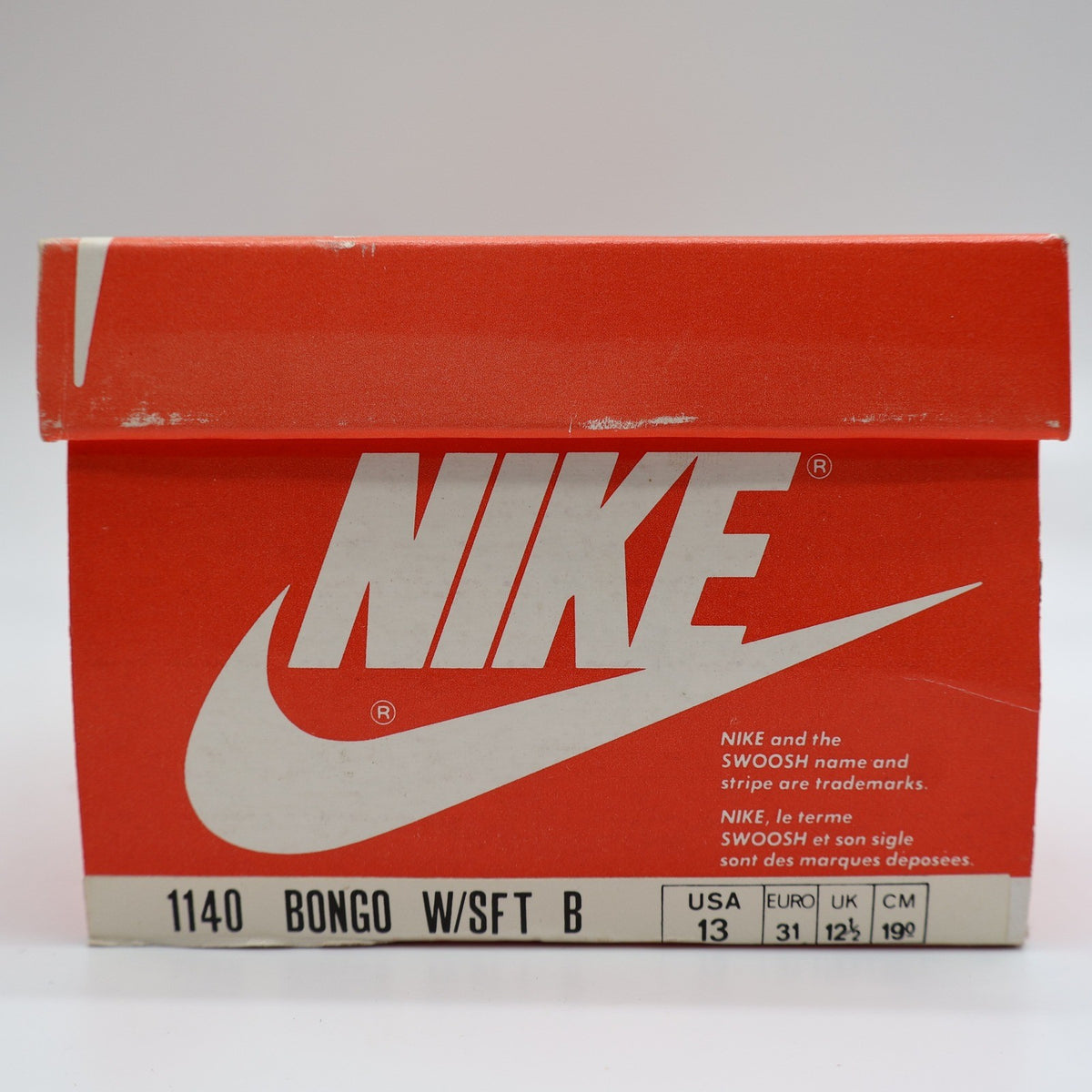 Nike Bongo W/SFT B Kids 13 Vintage 1986 Deadstock Beige Blue Nylon Suede Sneakers