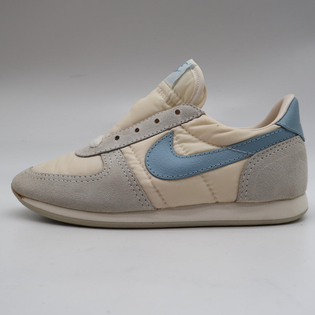 Nike Bongo W/SFT B Kids 13 Vintage 1986 Deadstock Beige Blue Nylon Suede Sneakers