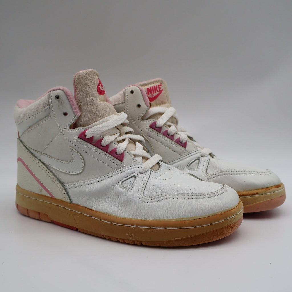 Nike Kiara II High Womens 6.5 Vintage 80s Deadstock White Shy Pink Leather Sneakers