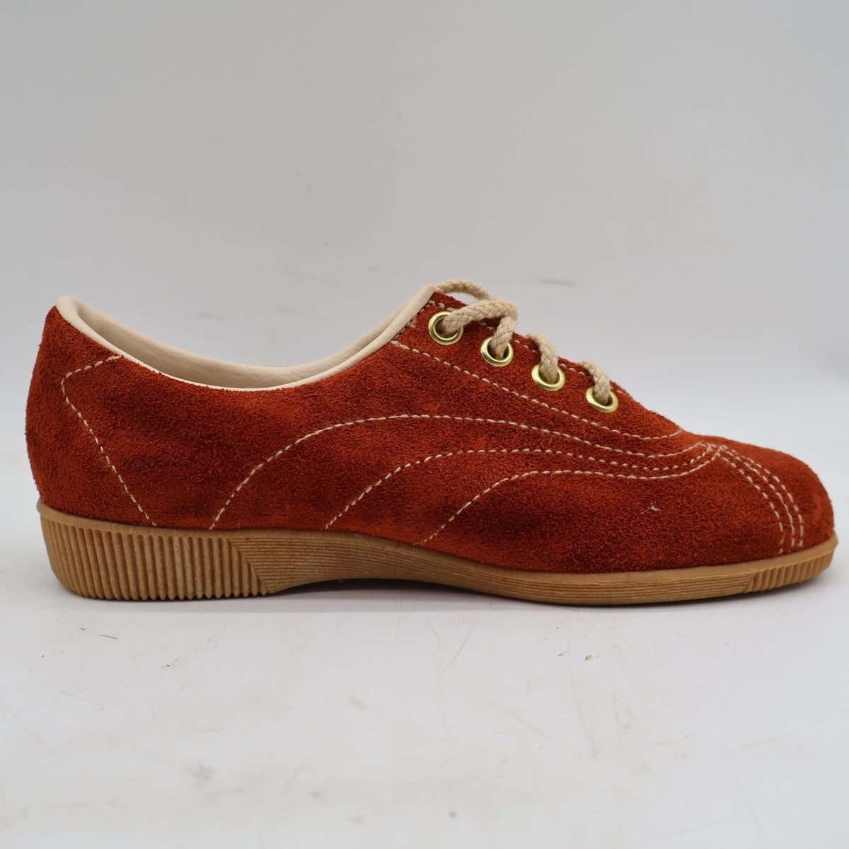 Dashers Vintage Kids 2C Rust Orange Suede Oxford Sneakers Gum Sole Deadstock 2304 – photo 11 of 17