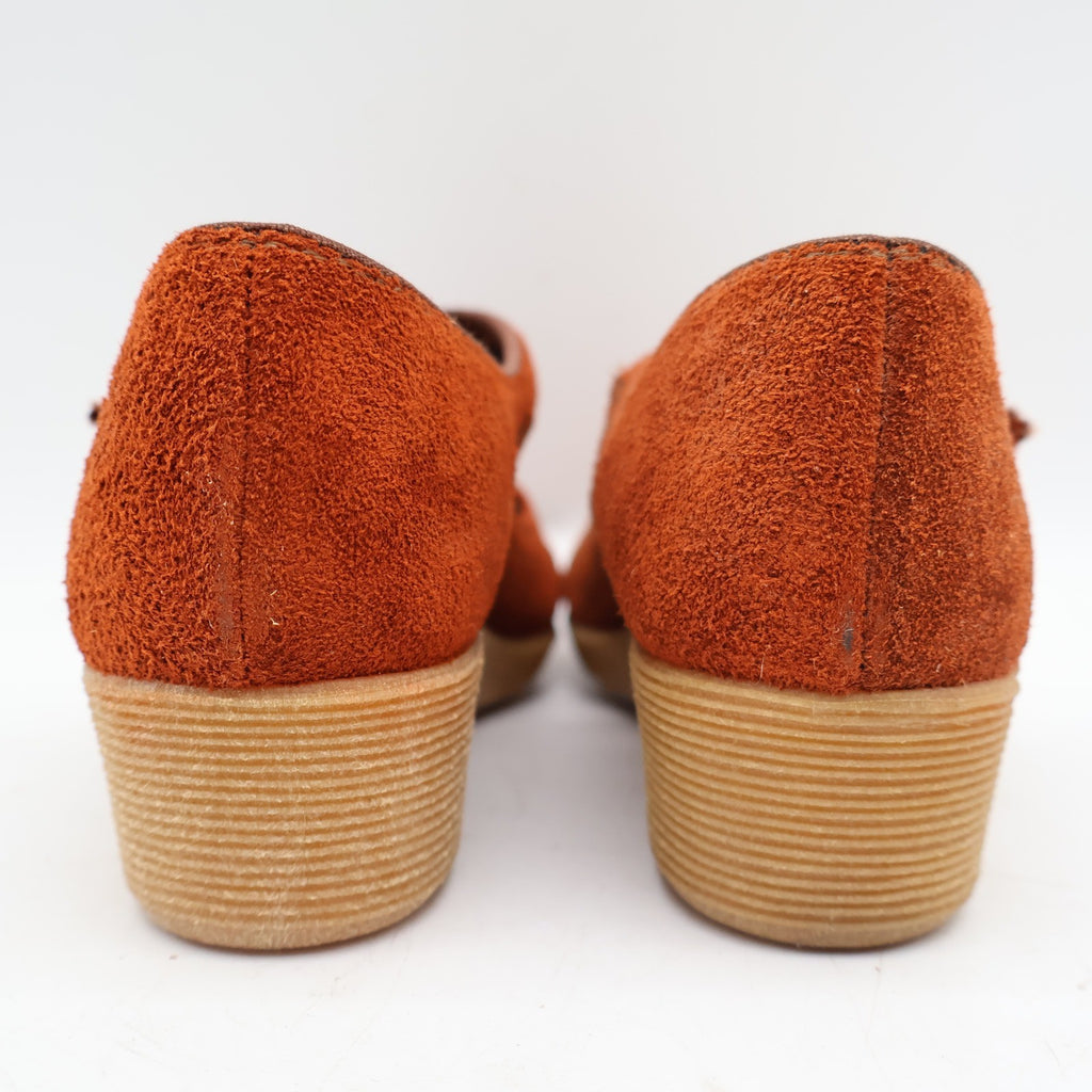 Stride Pacers T-Strap Mary Jane Heels Youth 9.5M Rust Orange Suede 1970s USA Deadstock 135M – photo 8 of 18