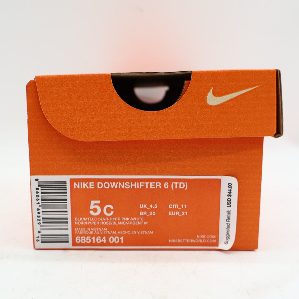 Nike Downshifter 6 TD Toddler 5C Black Hyper Rose Running Shoes 2015 Deadstock 685164-001 – photo 16 of 18
