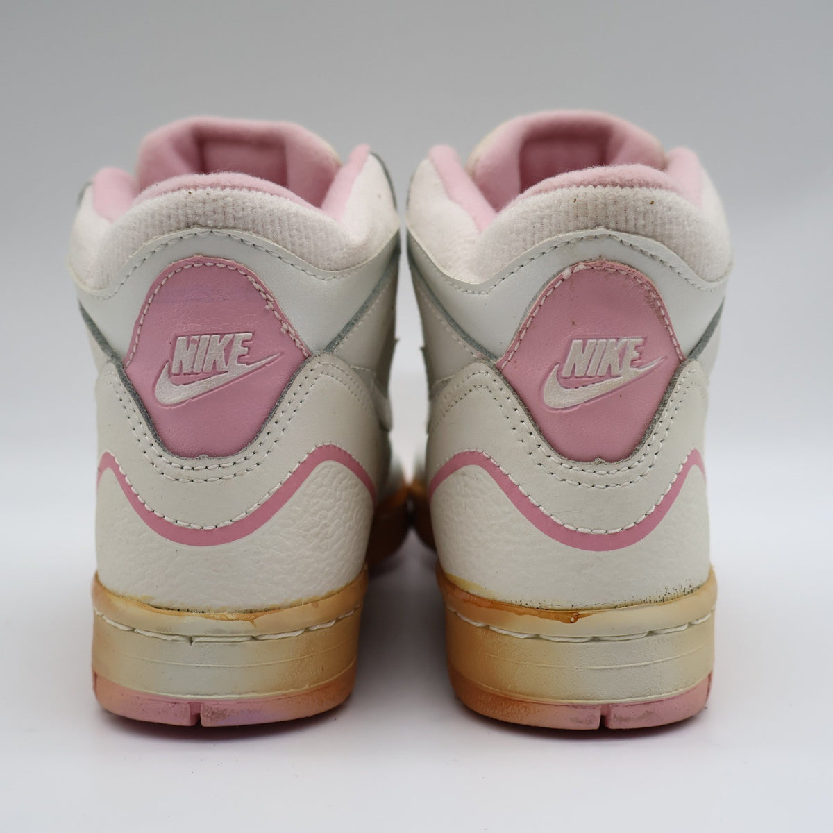Nike Kiara II High Womens 6.5 Vintage 80s Deadstock White Shy Pink Leather Sneakers