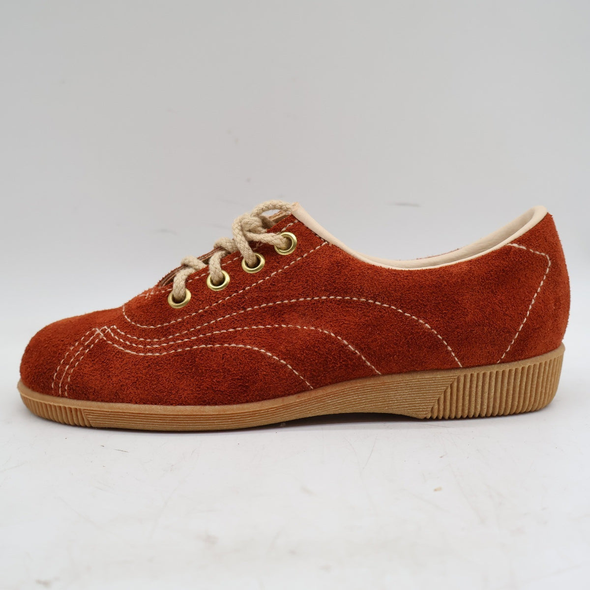 Dashers Vintage Kids 2C Rust Orange Suede Oxford Sneakers Gum Sole Deadstock 2304 – photo 12 of 17