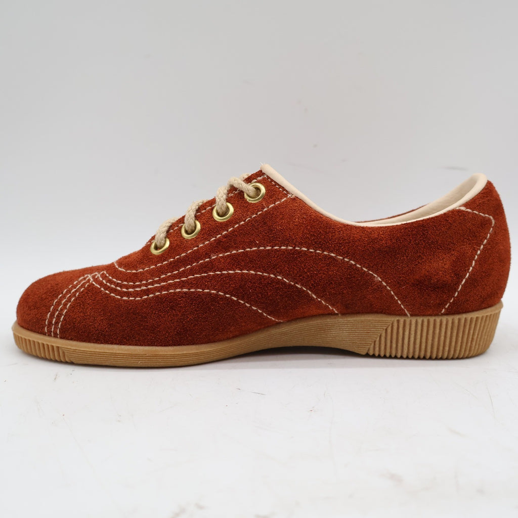 Dashers Vintage Kids 2C Rust Orange Suede Oxford Sneakers Gum Sole Deadstock 2304 – photo 13 of 17