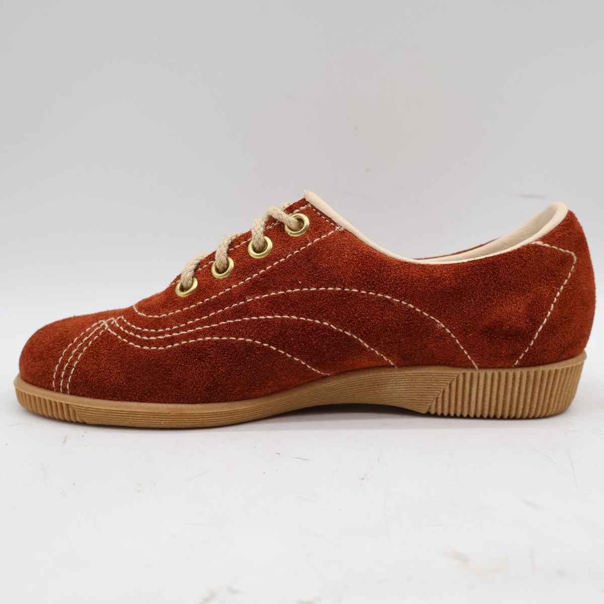 Dashers Vintage Kids 2C Rust Orange Suede Oxford Sneakers Gum Sole Deadstock 2304 – photo 13 of 17
