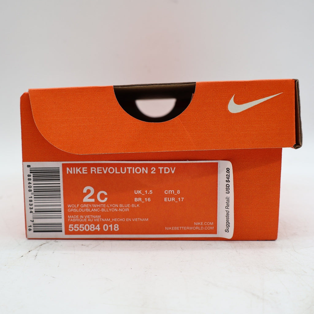 Nike Revolution 2 TDV Toddler 2C Wolf Grey Lyon Blue Mesh Running Shoes 2014 555084-018 – photo 16 of 17