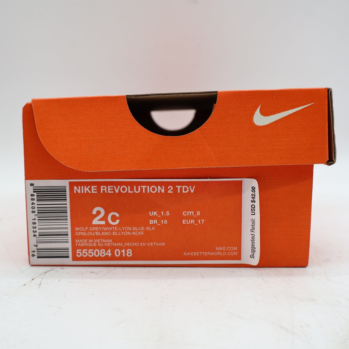 Nike Revolution 2 TDV Toddler 2C Wolf Grey Lyon Blue Mesh Running Shoes 2014 555084-018 – photo 16 of 17