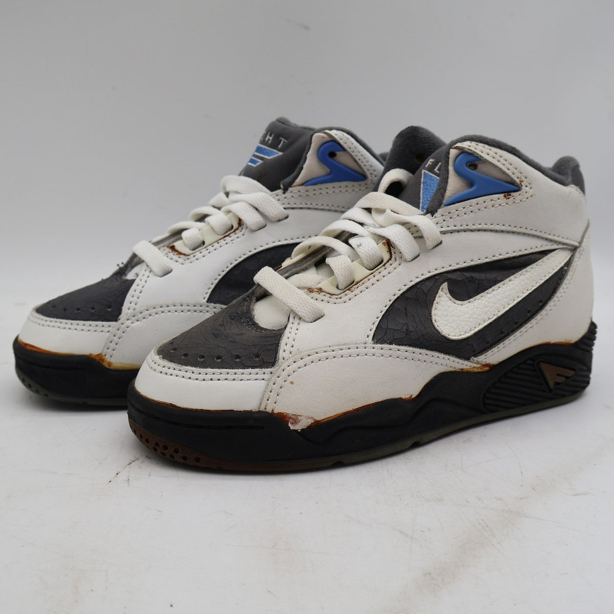 Nike Air Sonic Flight Mid Kids 2.5Y Vintage 1992 White Graphite Lake Blue Deadstock
