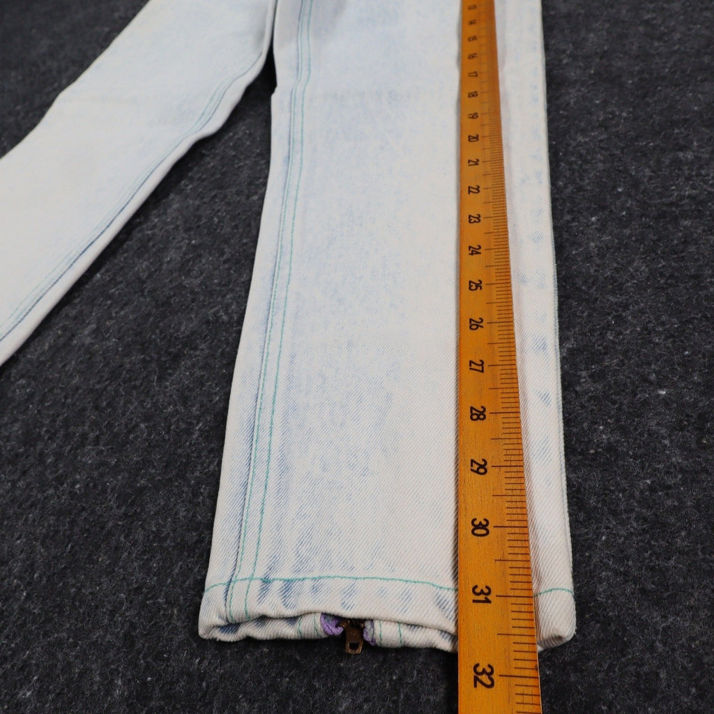 Lee Girls 10 Regular W24 Vintage 90s Sky Acid Wash High Waist Tight Fit Ankle Zip Jeans NWT Deadstock