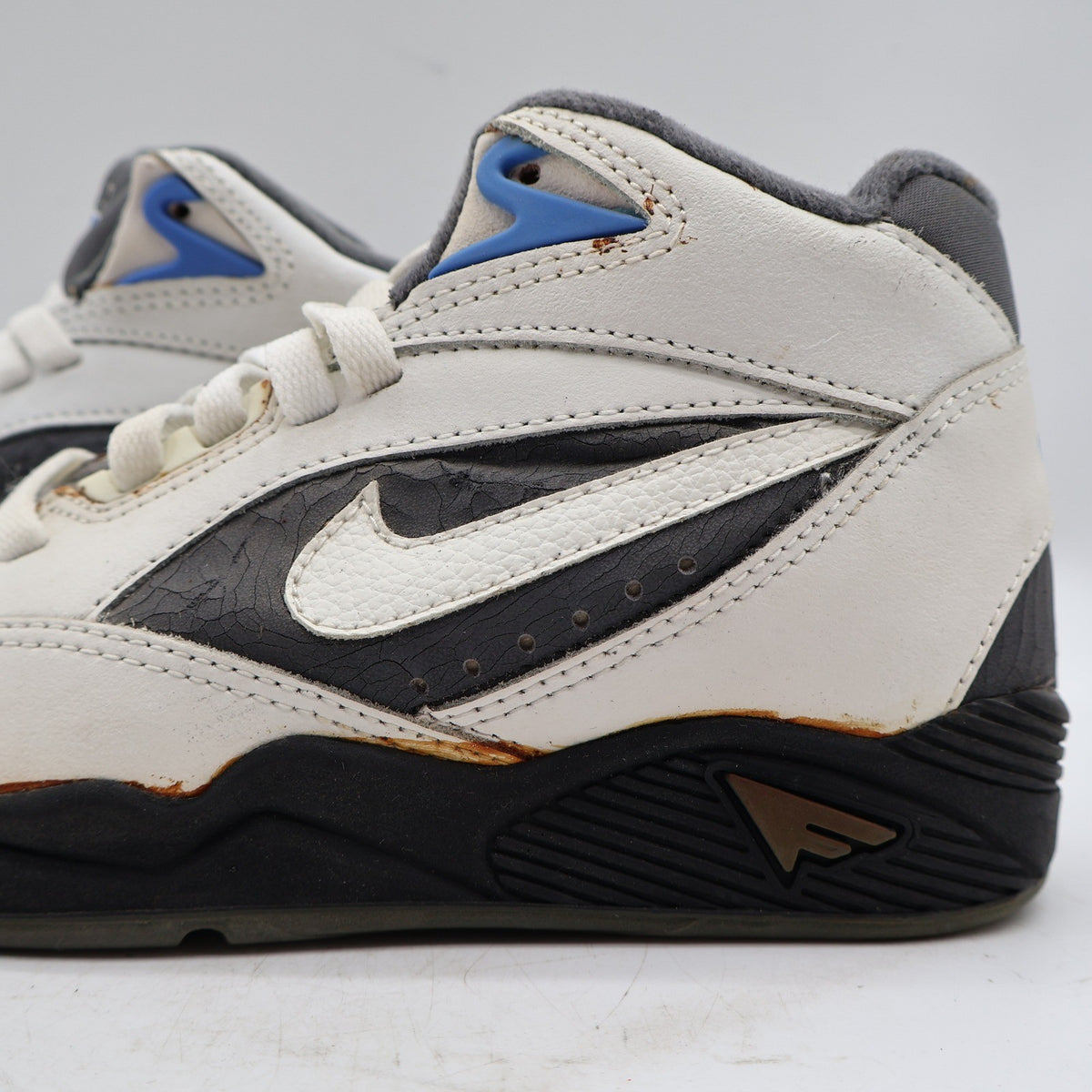 Nike Air Sonic Flight Mid Kids 2.5Y Vintage 1992 White Graphite Lake Blue deadstock