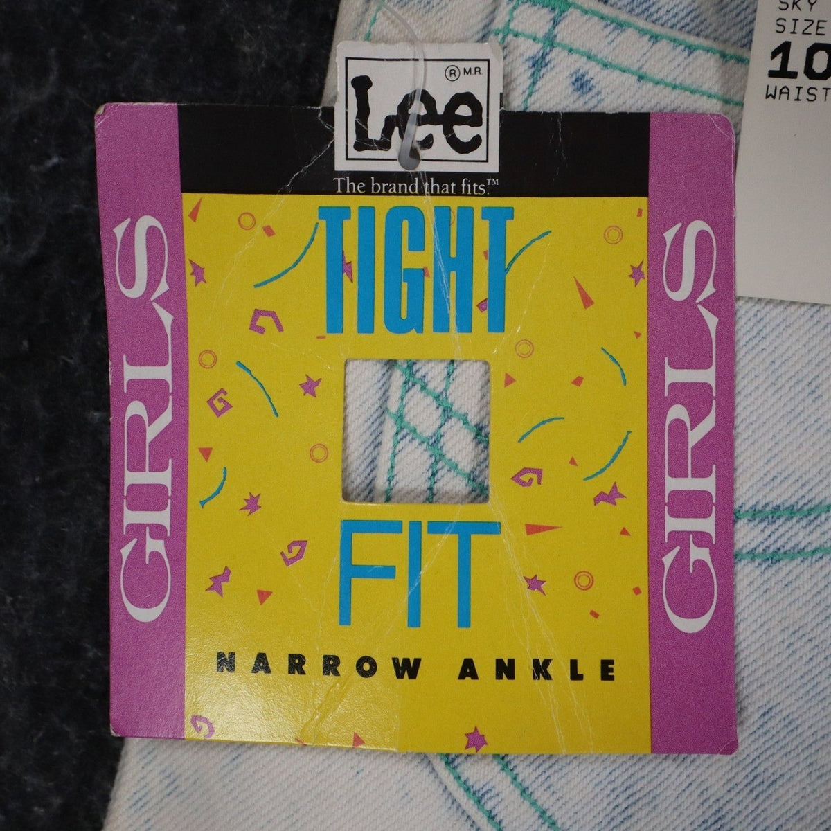 Lee Girls 10 Regular W24 Vintage 90s Sky Acid Wash High Waist Tight Fit Ankle Zip Jeans NWT Deadstock