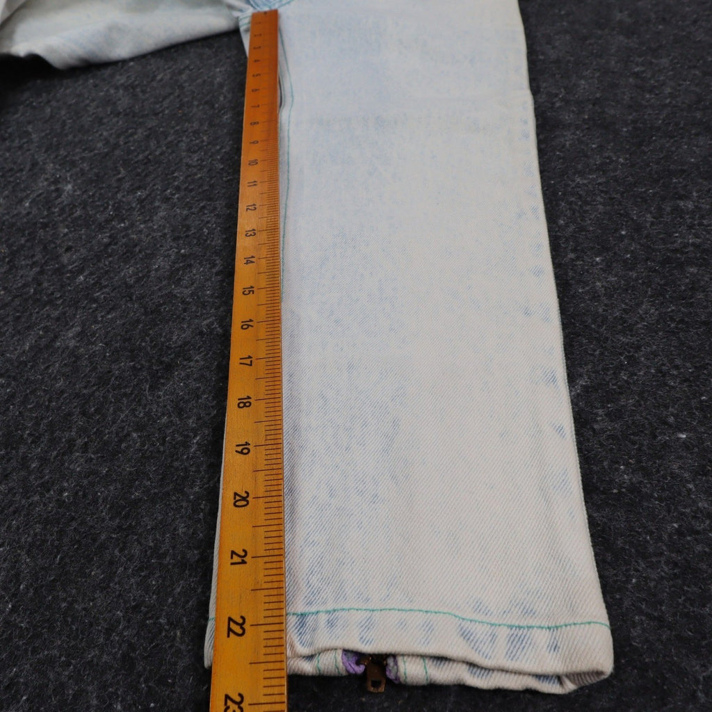 Lee Girls 10 Regular W24 Vintage 90s Sky Acid Wash High Waist Tight Fit Ankle Zip Jeans NWT Deadstock