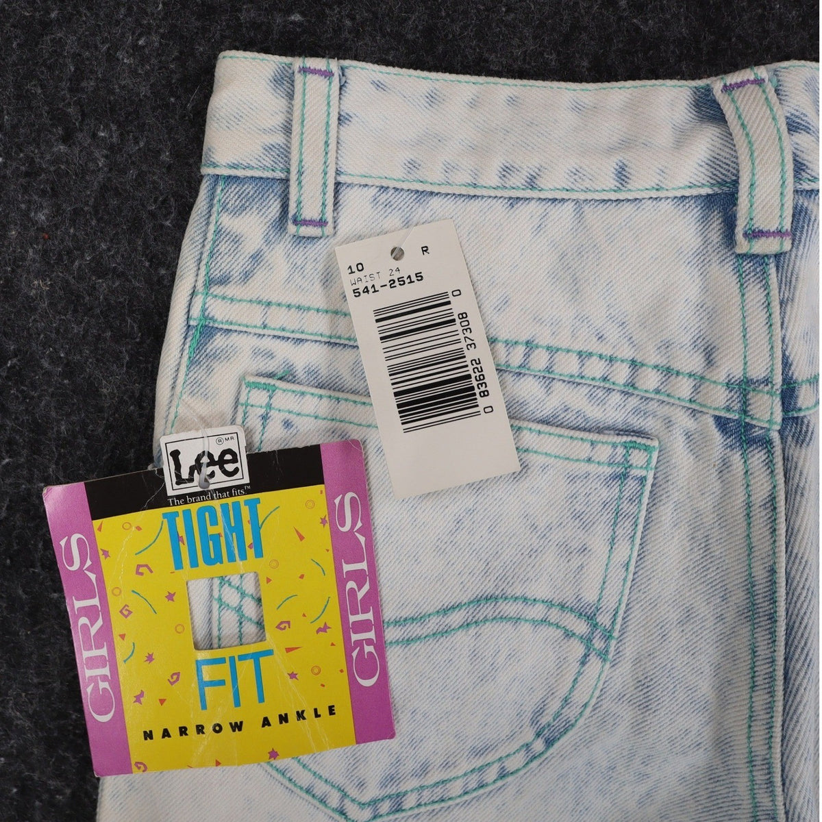 Lee Girls 10 Regular W24 Vintage 90s Sky Acid Wash High Waist Tight Fit Ankle Zip Jeans NWT Deadstock