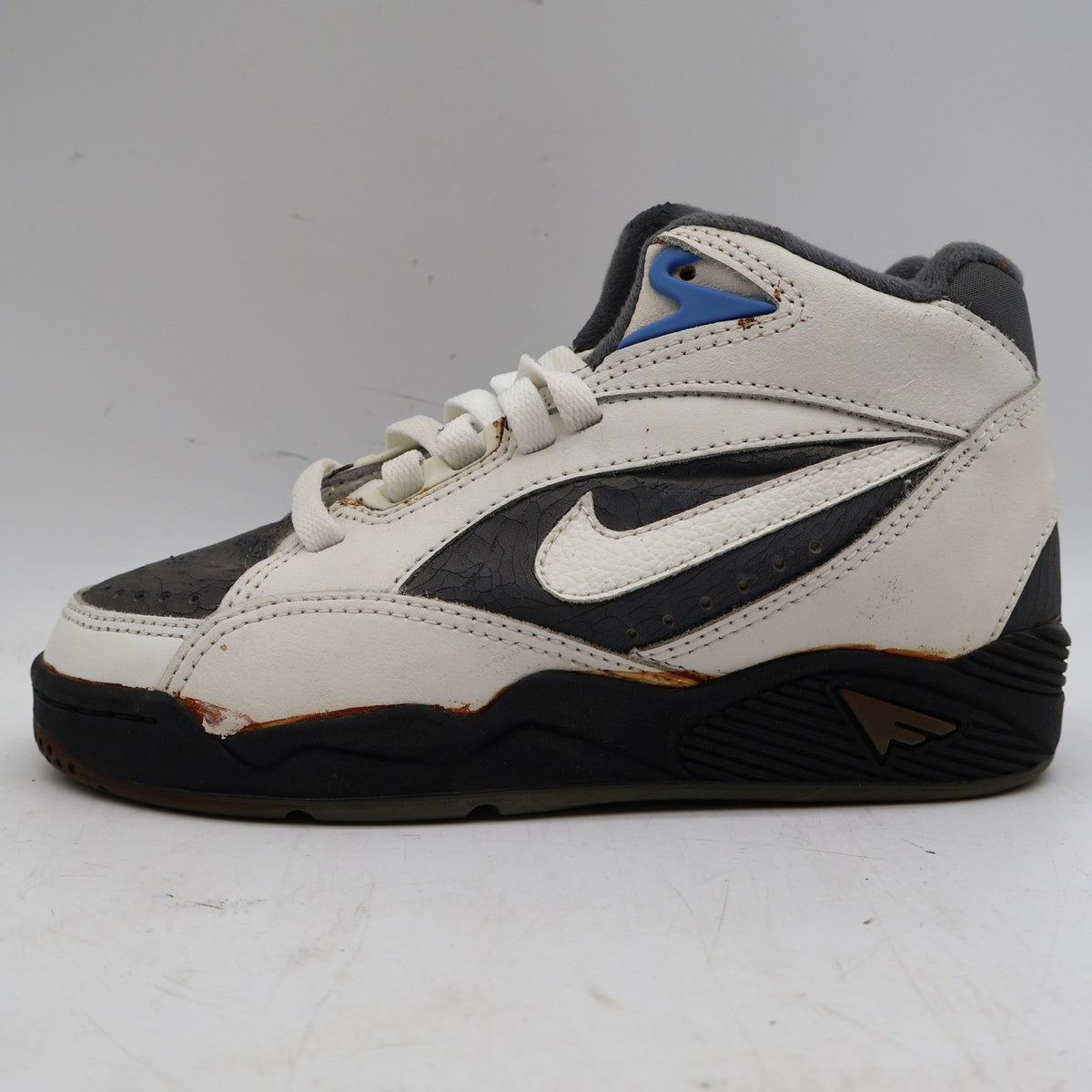 Nike Air Sonic Flight Mid Kids 2.5Y Vintage 1992 White Graphite Lake Blue Deadstock