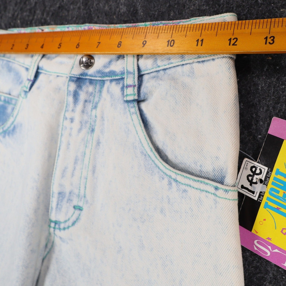 Lee Girls 10 Regular W24 Vintage 90s Sky Acid Wash High Waist Tight Fit Ankle Zip Jeans NWT Deadstock