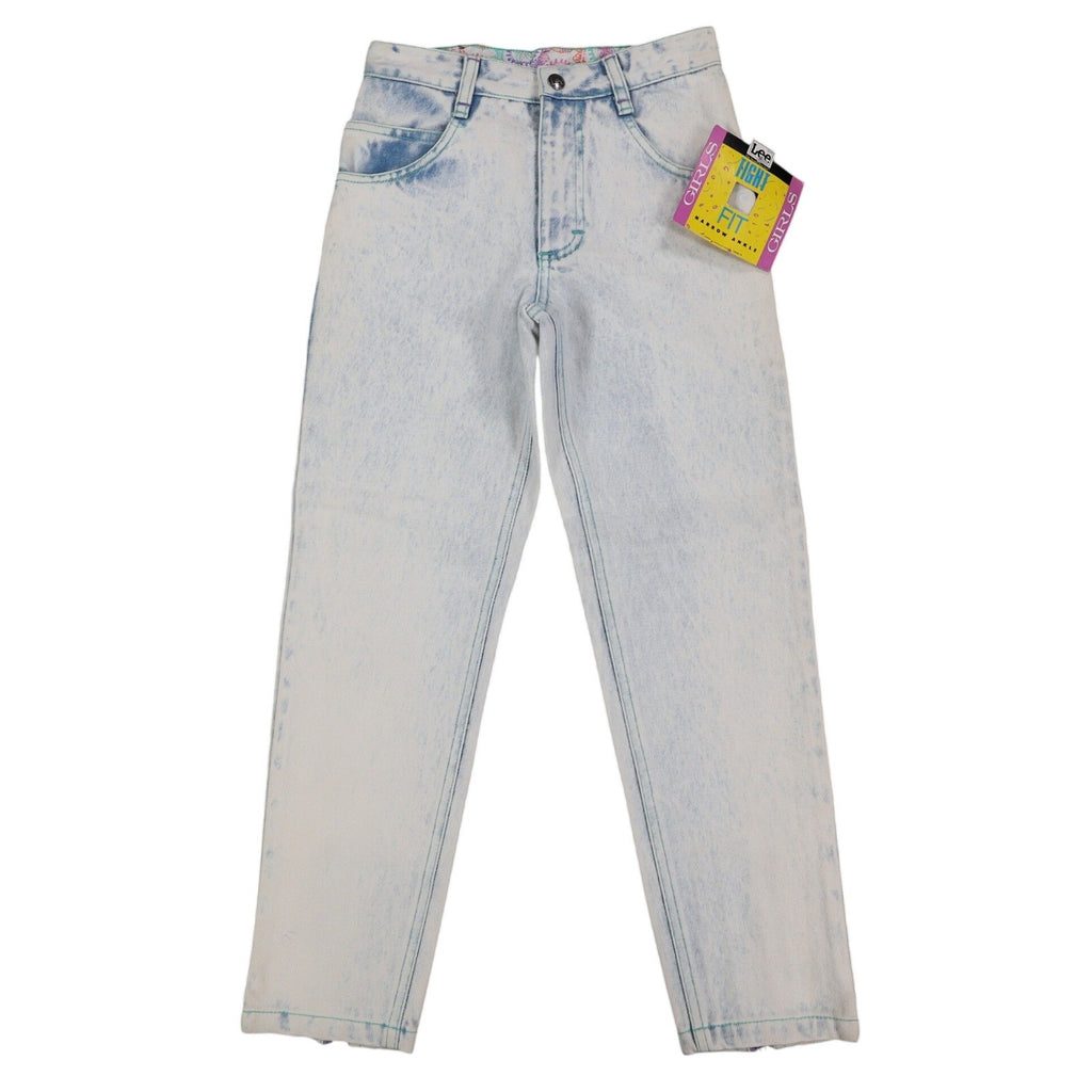 Lee Girls 10 Regular W24 Vintage 90s Sky Acid Wash High Waist Tight Fit Ankle Zip Jeans NWT Deadstock