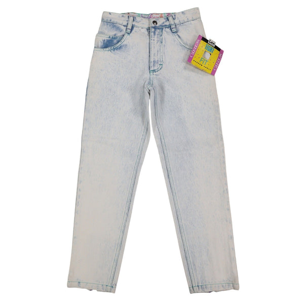 Lee Girls 10 Regular W24 Vintage 90s Sky Acid Wash High Waist Tight Fit Ankle Zip Jeans NWT Deadstock