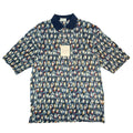 WinnerMate Polo Shirt Mens Medium Vintage 90s Blue Cotton Geometric Abstract NWT