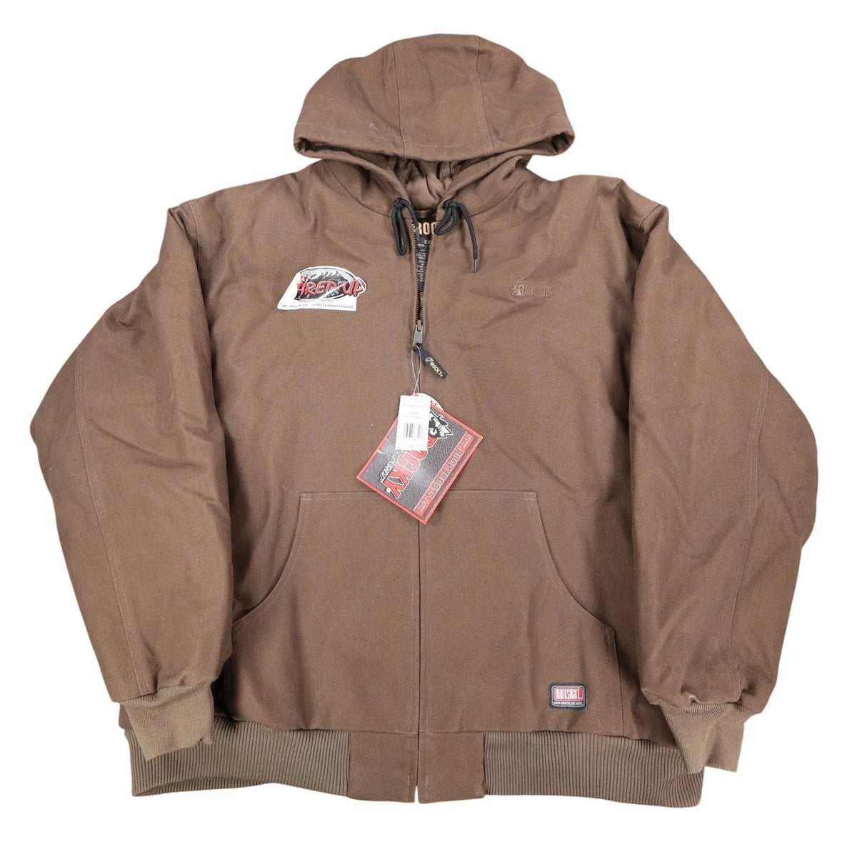 Rocky Tuff Insulated Hooded Jacket Mens 2XL Brown Waterproof Canvas Workwear New
