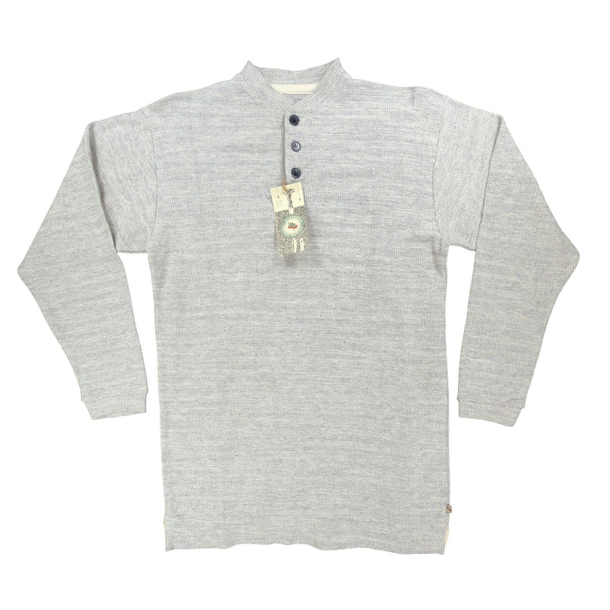 Ferruche Vintage 90s Henley Shirt Mens XL Gray Cotton Deadstock NWT
