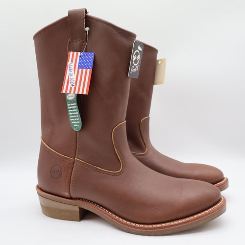 Double-H Ranch Wellington Mens 9.5 D Brown Leather Work Boots 2555 NWT USA