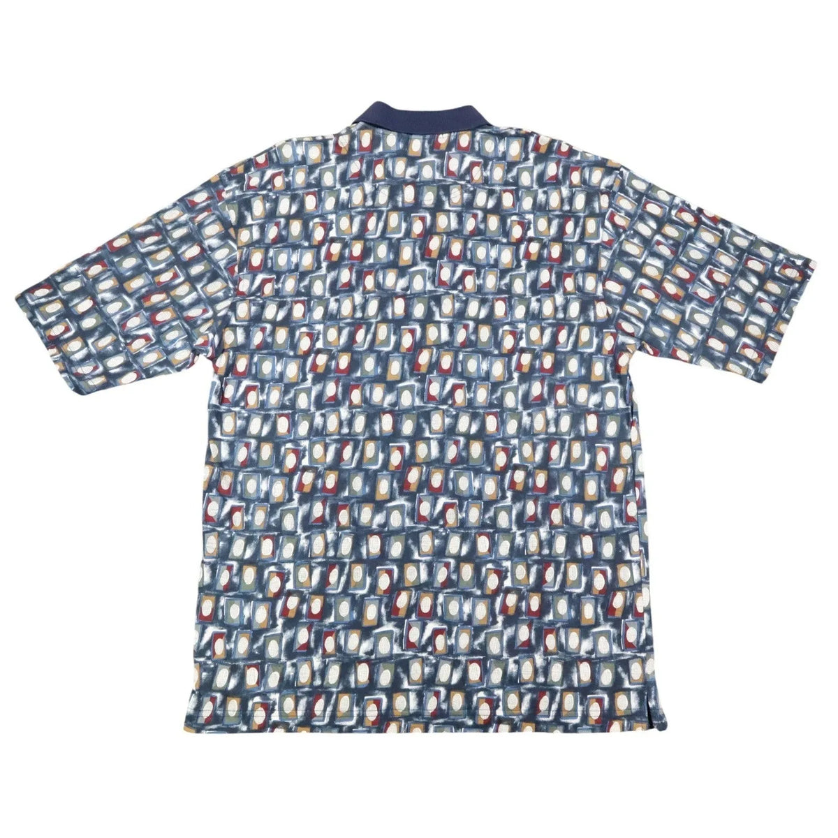 WinnerMate Polo Shirt Mens Medium Vintage 90s Blue Cotton Geometric Abstract NWT – photo 2 of 10