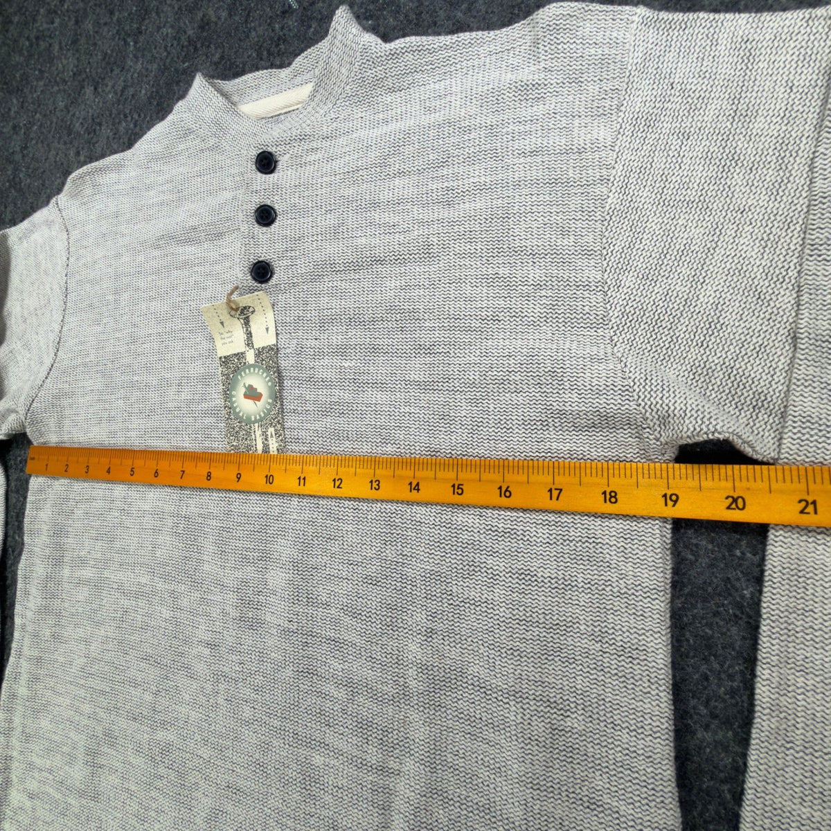 Ferruche Vintage 90s Henley Shirt Mens XL Gray Cotton Deadstock NWT