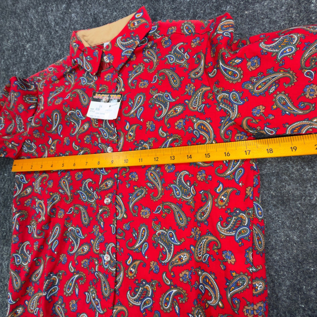 Jack Tar Paisley Shirt Boys Size 14 Vintage 80s Red Cotton Long Sleeve USA NWT