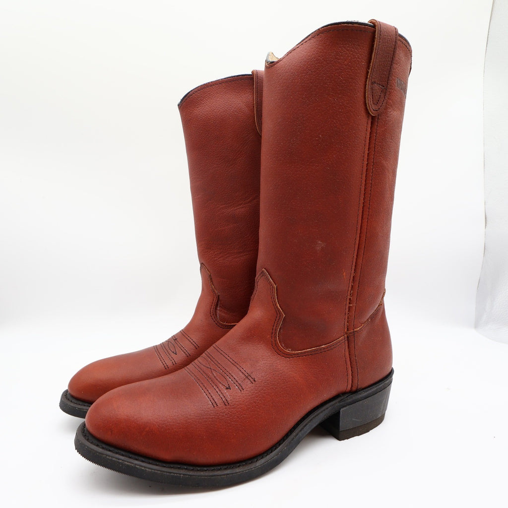 Double-H Vintage 70s Western Boots Mens 8D Brown Steel Toe Leather 1510 NIB