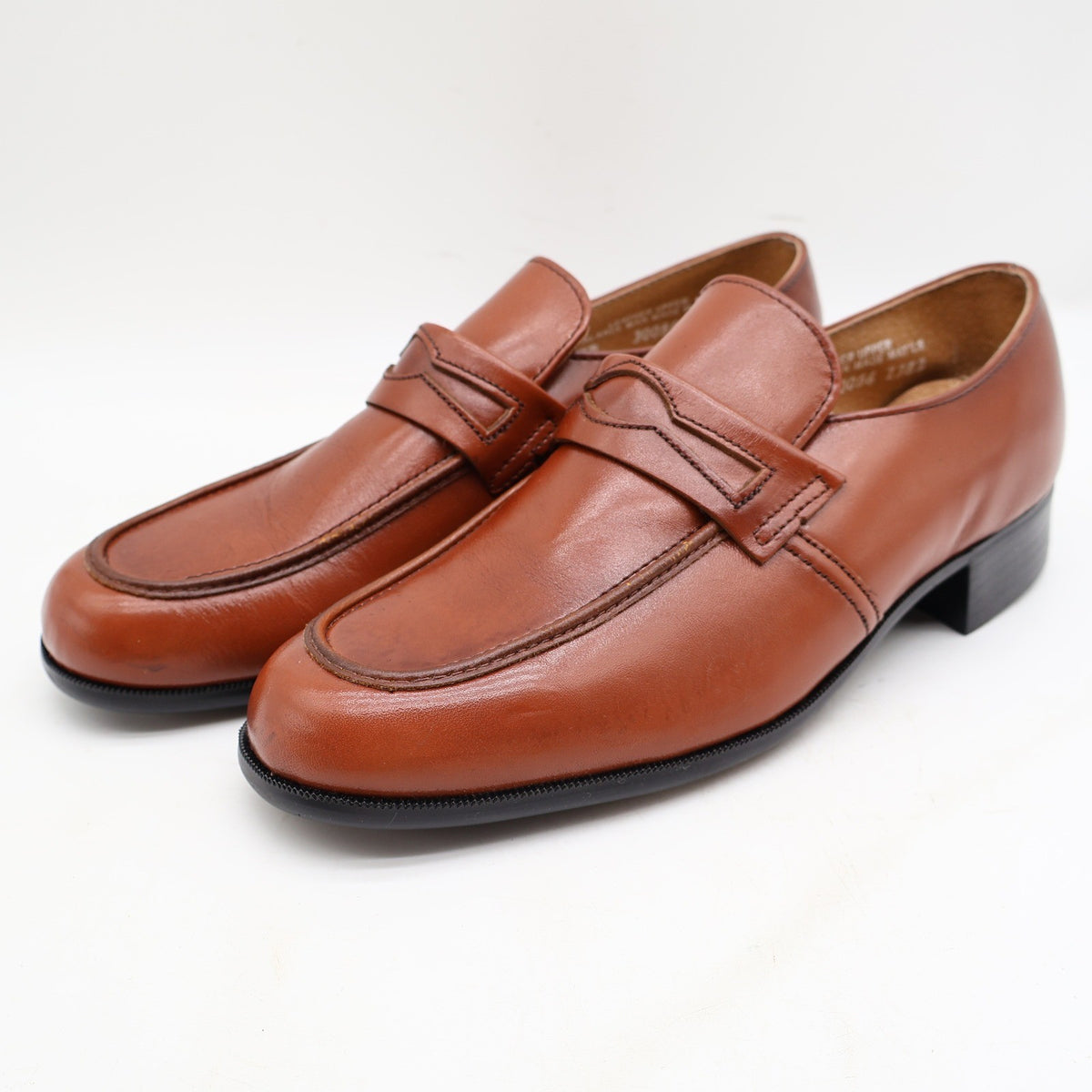 Barclay Penny Loafers Mens 8.5 D Vintage Cognac Leather Dress Shoes 96140